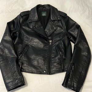 Wild Fable Cropped Black Faux Leather Jacket